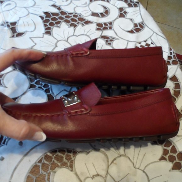 Louis Vuitton Burgundy Calf Leather Woman's Loafers Size 7B - Picture 6 of 16